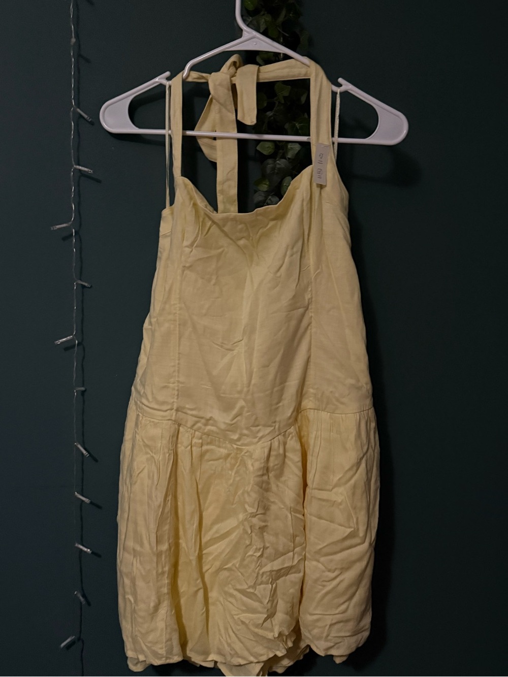 Hollister Light Yellow Tie-Shoulder Mini Dress
